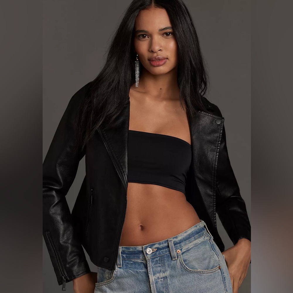 Anthropologie The Saige Faux Leather Moto Jacket